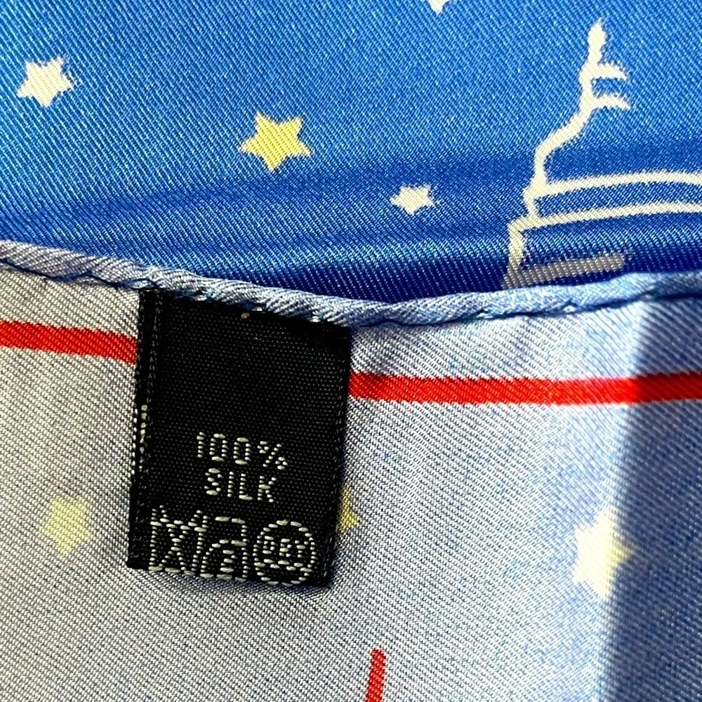 Vintage 2003 World Figure Skating Championships Silk Scarf Washington DC Blue